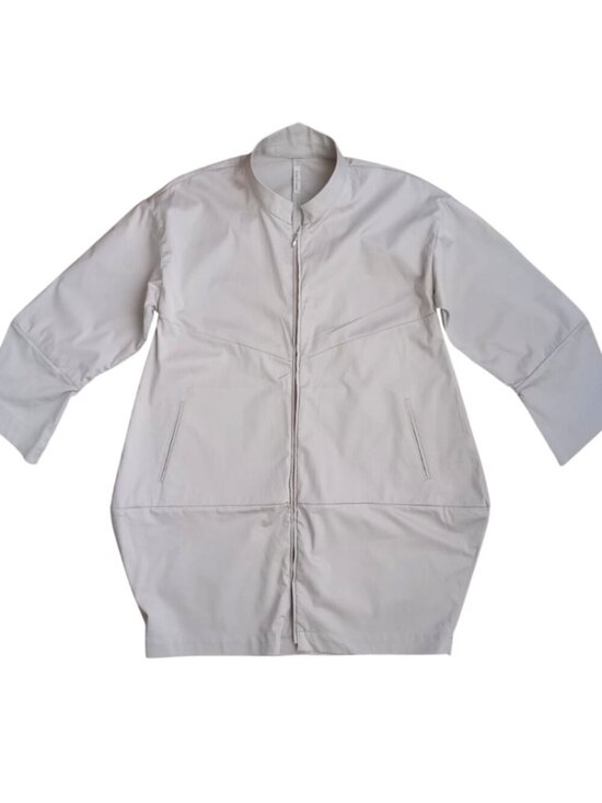 Dusica Kotur Jackets & Blazers - Dusica Kotur Sacks Beige Minimalist Coat – Lightweight Zip Jacket Modern Oversiz